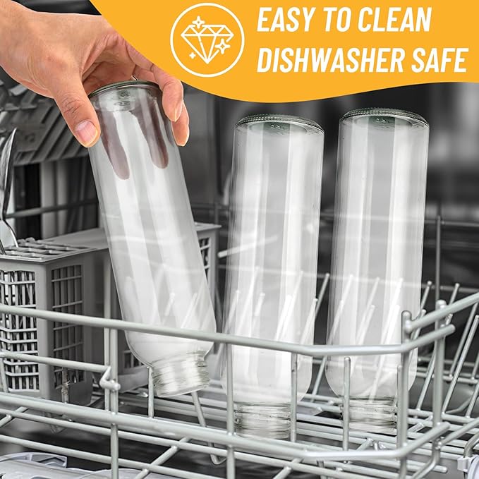 Sursip 18oz Glass Water Bottle Set of 6, Clear glass juice bottle for juicing，Reusable Drinking Bottles with Stainless Steel Lid，Beverage Storage Containers for Refrigerator-BPA Free，Leak Proof