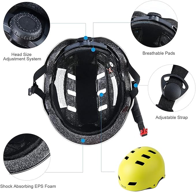 Bike Helmet 3 Sizes for Teenager Kids Youth Adults,Bavilk Skateboard Helmet Adjustable Multi-Sport Bicycle Cycling Scooter Roller Skate Inline Skating Rollerblading for Girls Boys Women Men Teen-StrideForce Fitness
