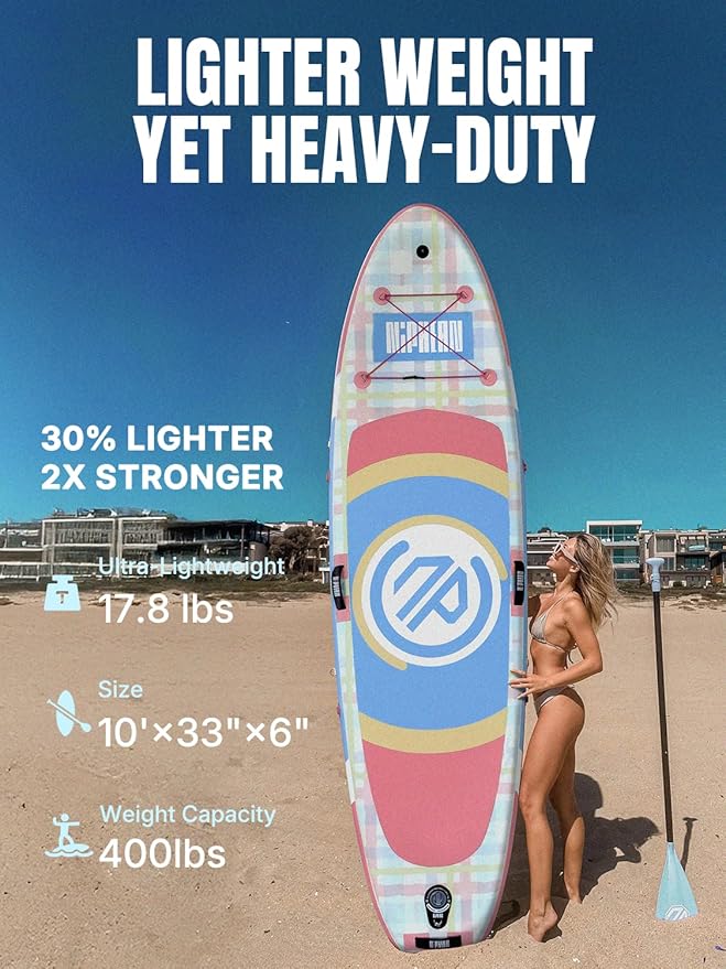 Niphean（Ultra-Light）Inflatable Paddle Board with (Beginner Friendly) StabilTrac Fin and Durable SUP Accessories, 10' Stand Up Paddle Boards for Adults & Youth, Versatile Yoga Paddle Board, Gift Ideas-StrideForce Fitness