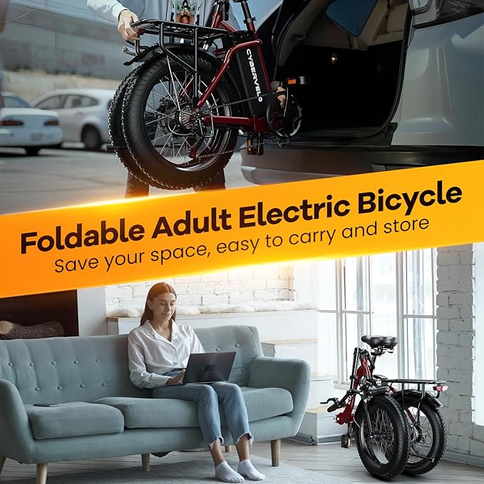 Folding Electric Bike for Adults with Peak 1000W Motor, 48V 20AH Battery up to 30MPH 80 Miles, 20" Fat Tire All Terrain Ebike, Front Suspension 7-Speed Commuter E Bike, Step-Thru, UL Certified-StrideForce Fitness