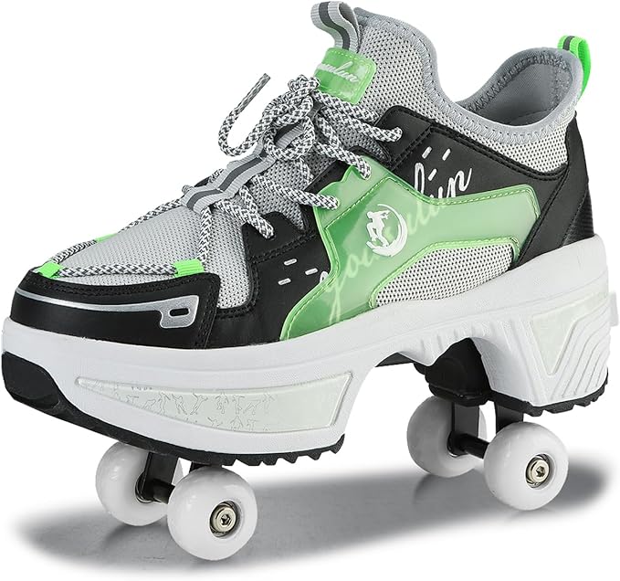 Roller Skate Shoes for Women Four Rounds Children's Roller Skates Shoes That Turn into Rollerskates Sneakers Outdoor Light Shoes with Wheels for Girls/Boys-StrideForce Fitness