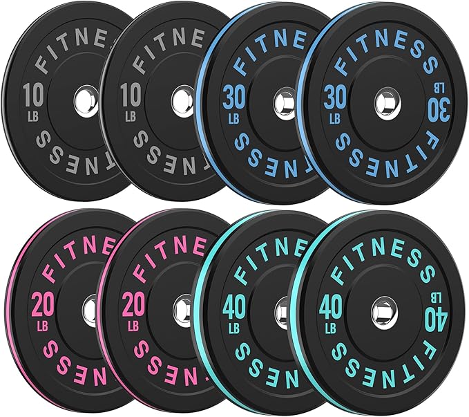 2 Inch Bumper Plates，10-500lbs，Barbell Rubber Olympic Weight Plates Set for Home Gym, Strength Training & Weight Lifting, Multiple Options Colors-StrideForce Fitness