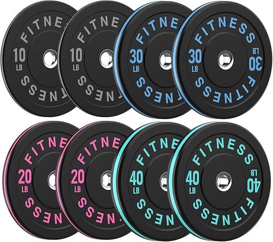 2 Inch Bumper Plates，10-500lbs，Barbell Rubber Olympic Weight Plates Set for Home Gym, Strength Training & Weight Lifting, Multiple Options Colors-StrideForce Fitness