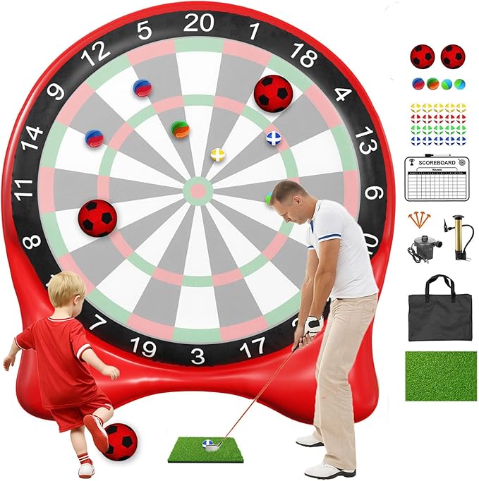 Inflatable Soccer Dart Board, Giant Kick Darts,Indoor Outdoor Lawn Yard Games for Kids Adults Family, Big Jumbo Carnival Games for Party | 6ft Dart Boards with Pump Accessories-StrideForce Fitness