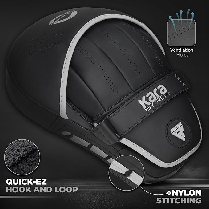 RDX Boxing Pads Curved Focus Mitts, Maya Hide Leather Kara Hook and jab Training Pads, Adjustable Strap Ventilated, MMA Muay Thai Kickboxing Coaching Martial Arts Punching Hand Target Strike Shield-StrideForce Fitness