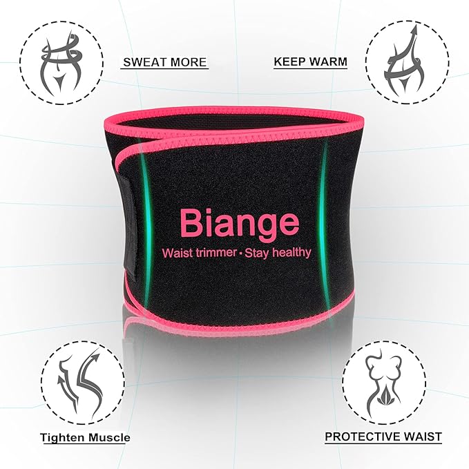 Biange Waist Trainer for Women Men Sweat Belt Waist Trimmer Belly Band Stomach Wraps-StrideForce Fitness