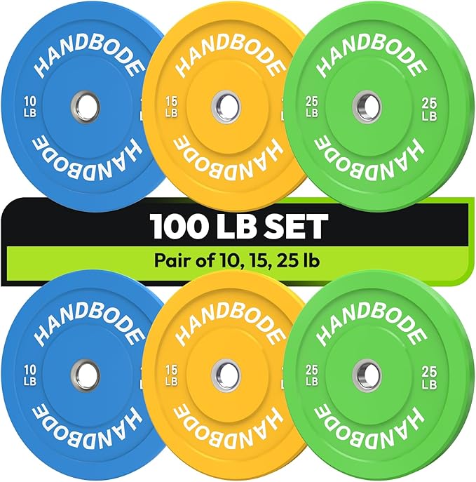 Colored Bumper Weight Plates Olympic Weight Plate Set 2-Inch, 10/15/20/25/35/45/55 lb Barbell Weight Plates Set for Home Gym, Rubber Strength Training Weights Plates for Weight Lifting-StrideForce Fitness