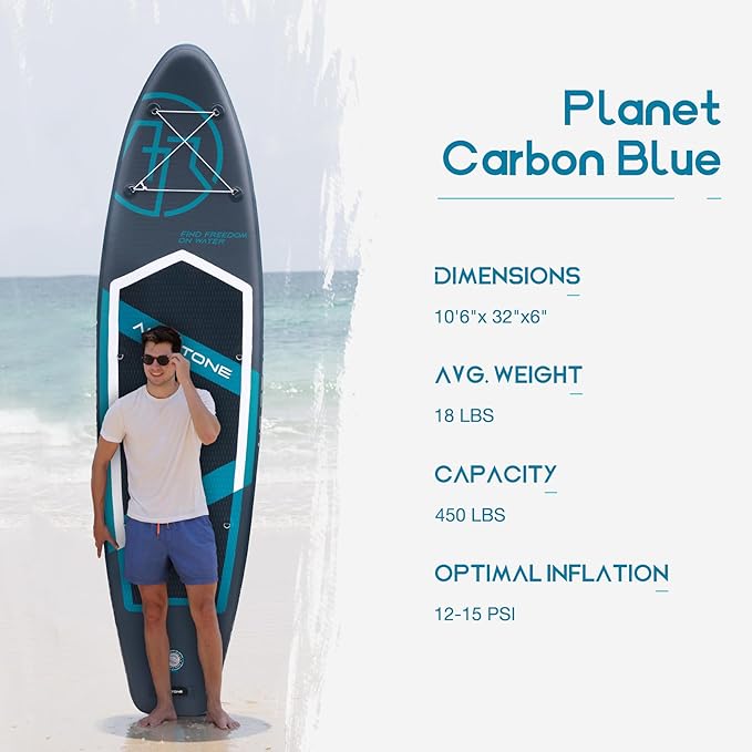 AIR-STONE 10'6” 450 lb Capacity，Inflatable Stand Up Paddle Board with sup Accessories Including Backpack, Repairing Kits, Non-Slip Deck, Leash, 3 Fins, Paddle and Hand Pump-StrideForce Fitness