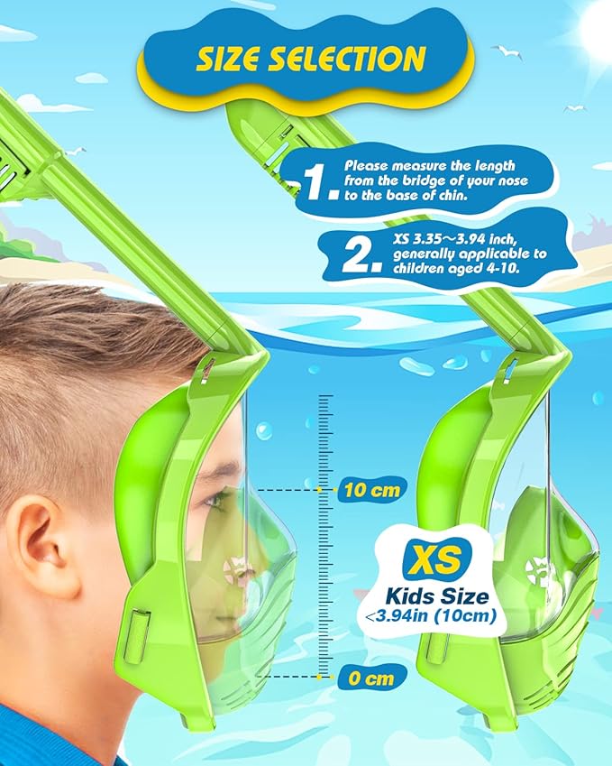 QingSong Kids Snorkel Mask Full Face, Snorkeling Set with Camera Mount, Foldable 180 Degree Panoramic View Snorkeling Gear Anti-Fog Anti-Leak-StrideForce Fitness