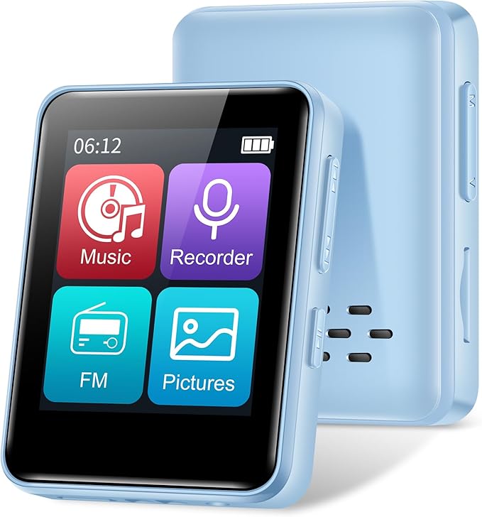 32GB MP3 Player with Bluetooth, 1.8 inch Screen, with FM Radio, Recorder, Portable Sport HiFi Music Player Up to 512GB, Blue-StrideForce Fitness