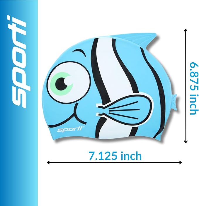 Sporti Silicone Swim Cap for Kids, Unisex Youth Swimming Cap, Protection Bathing Caps for Your Children, Aged 2-10-StrideForce Fitness