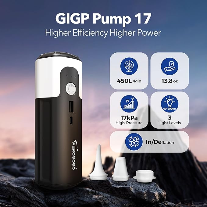 17 Electric Air Pump Brushless Air Pump 17kPa Air Mattress Pump with Led Light Fast Inflation or Deflation for Rubber Boat Kayak Inflatables Pool Floats Boats Sleeping Pads-StrideForce Fitness