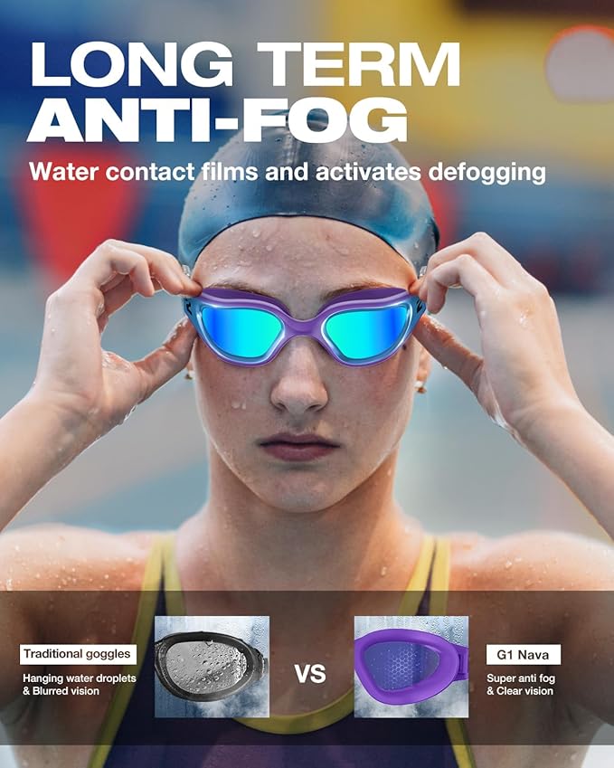 ZIONOR G1 Nava Super Anti-Fog Unisex Swim Goggles Mirror/Bright Smoke Lens-StrideForce Fitness