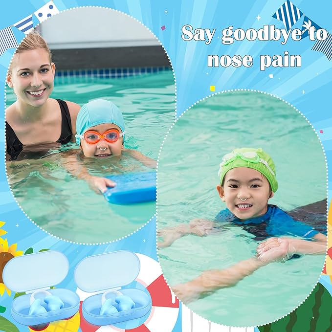 Soulchen 2 Pcs Swimming Nose Plugs Silicone Waterproof Painless Swim Nose Clip with Storage Box for Adults Kids Men Women Beginners-StrideForce Fitness