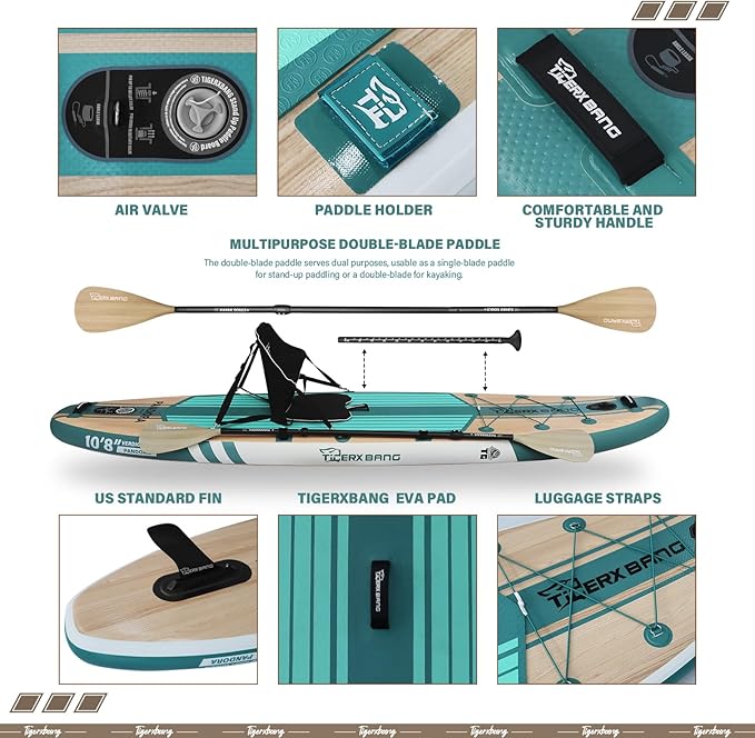 Paddle Board, 10.8' Stand Up Paddle Board with Premium Complete Inflatable SUP Accessories, Extra Wide Paddleboards for Adults & Kids-Pandora Collection-StrideForce Fitness