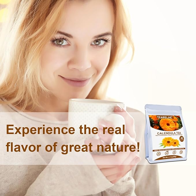 TEARELAE - Premium Calendula Flowers Tea Bags - 1.5g x 40 Count - Natural Calendula Tea Cut & Sifted - Non-GMO - Caffeine-free - Digestion Support & Improve Skin Health-StrideForce Fitness