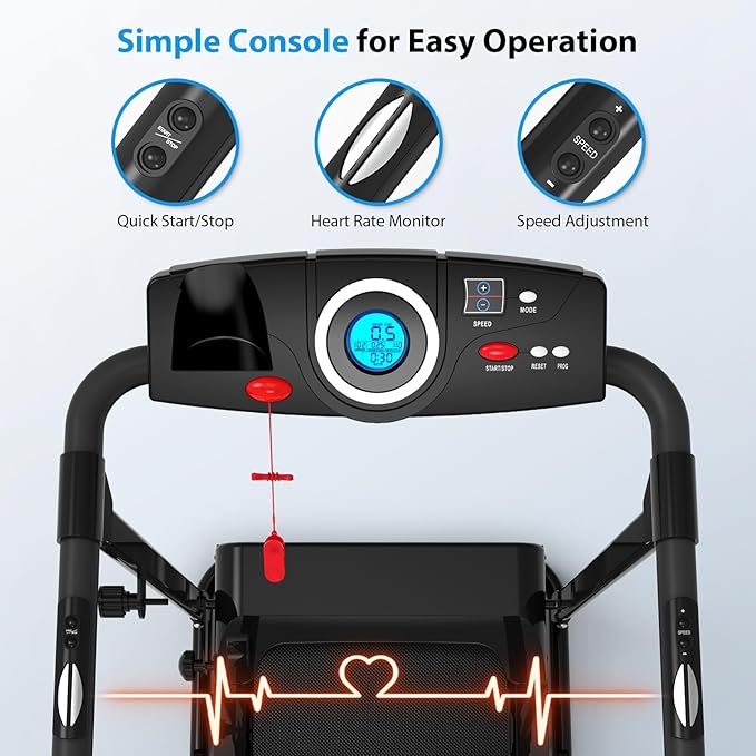 CIIHI Walking Treadmill for Senior - Foldable Senior Treadmill with 300 lbs Capacity and Long Handrails - Home Recovery Fitness Exercise Machine for Elder with Heart Rate Monitor-StrideForce Fitness