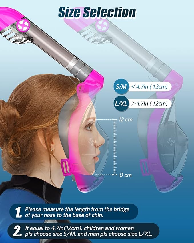 QingSong Full Face Snorkel Mask for Adults, Snorkeling Gear with Camera Mount, 180 Degree Panoramic View Snorkel Set Anti-Fog Anti-Leak-StrideForce Fitness