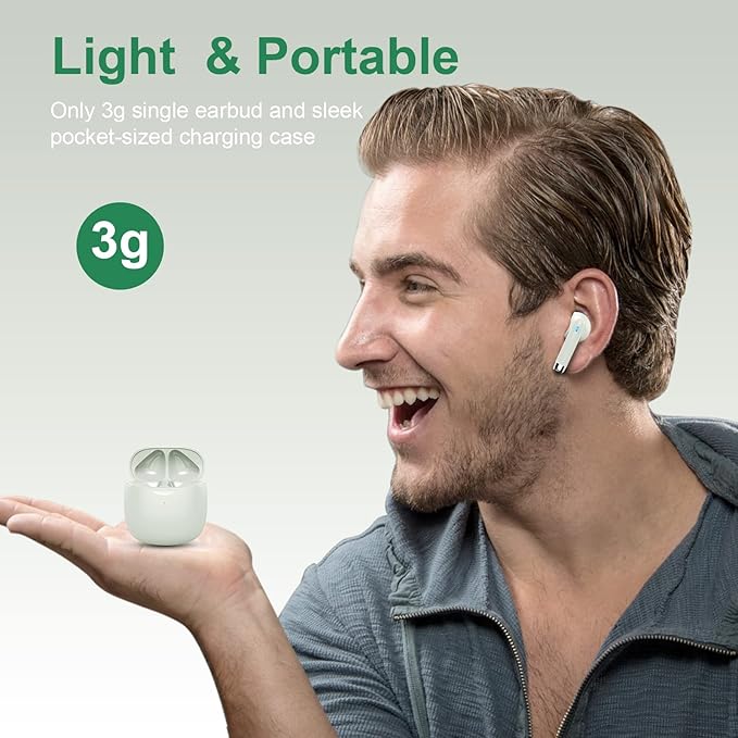 Wireless Earbuds, Bluetooth 5.4 Earbuds Stereo Bass, Bluetooth Headphones in Ear with Noise Cancelling Mic, Earphones IP7 Waterproof Sports, 32H Playtime USB C Charging Green Ear Buds for Android iOS-StrideForce Fitness