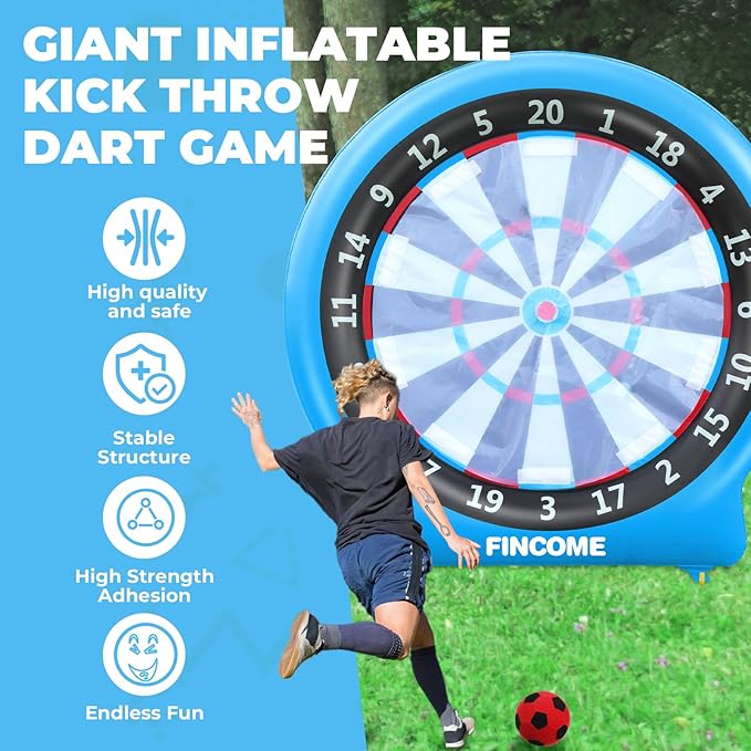 Inflatable 6ft Giant Dartboard, Golf Darts Kick Darts, Soccer & Throw Darts Game with Pump, 2 Kickball, 4 Throw Balls, 20 Golf Balls, Chipping Mat, Giant Dart Board Target Yard Games-StrideForce Fitness