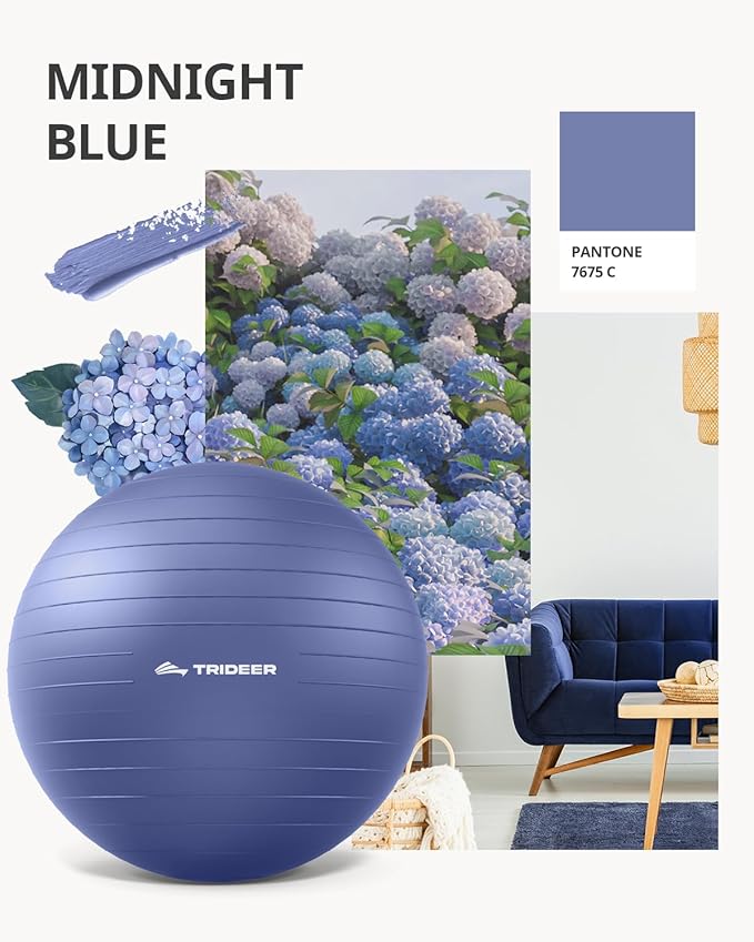 Trideer Yoga Ball – Anti-Burst Exercise Ball for Pregnancy, Office, Birthing, Stretching & Core Workout – Home Gym & Therapy-StrideForce Fitness