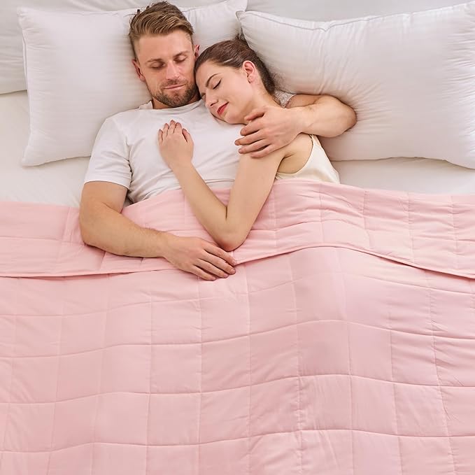yescool King Size Weighted Blanket for Adults (20 lbs, 80” x 87”, Pink) Cooling Heavy Blanket for Sleeping Perfect for 190-210 lbs, Breathable Blanket for Adults & Couple All Season, Machine Washable-StrideForce Fitness