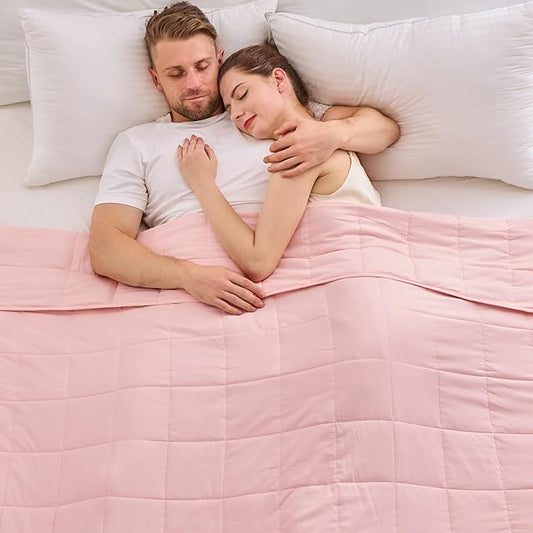 yescool King Size Weighted Blanket for Adults (20 lbs, 80” x 87”, Pink) Cooling Heavy Blanket for Sleeping Perfect for 190-210 lbs, Breathable Blanket for Adults & Couple All Season, Machine Washable-StrideForce Fitness