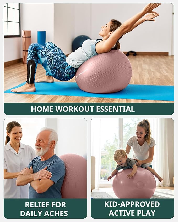 Trideer Yoga Ball – Anti-Burst Exercise Ball for Pregnancy, Office, Birthing, Stretching & Core Workout – Home Gym & Therapy-StrideForce Fitness