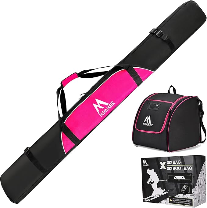 Ski Bag and Ski Boot Bag Combo-Padding Skis Bag for Air Travel,Water Proof Ski Boot Bag Fits for Skis Up to 200 CM and Boots Up To Size US13,Adults Ski Travel Bag-StrideForce Fitness