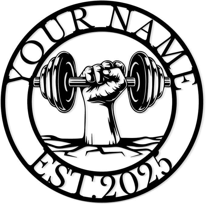 Personalized Metal Gym Sign, Custom Fitness Metal Wall Decor, Body Builder Lovers Gift, Gym Custom Unique Metal Wall Art, fitness room decor, home gym decor, gym wall art (Style-5)-StrideForce Fitness