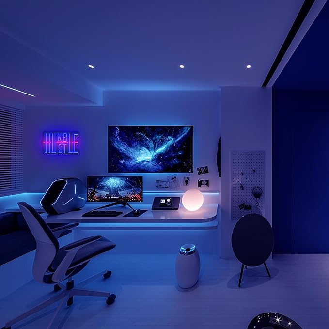 Humble&Hustle Neon Sign Light Up for Wall Decor Hustle Led Sign for Gym Small Acrylic Art Decor for Office Bedroom Decorations 16.54x9.45 inch-StrideForce Fitness