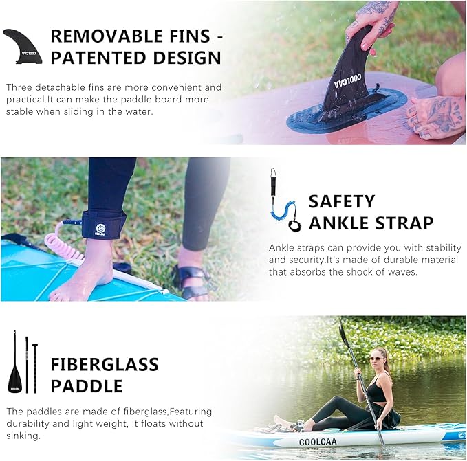 Inflatable Paddle Board, Stand Up Paddleboard with Premium SUP Accessories for Fishing & Yoga, 460lb Capacity, Non-Slip EVA Deck, Blow Up Paddle Boards for Adults & Beginner-StrideForce Fitness