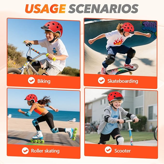 Kids Bike Helmet for 5-8-14 Kids Skateboard Helmet Boys Girls Child Youth Adjustable Lightweight Ventilation and Multi-Sports Scooter Cycling Roller Balance Bike-StrideForce Fitness