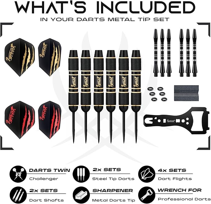 IgnatGames Premium Steel Tip Darts – 3/6/12 Pack Brass Barrels with Aluminum Shafts, 16 GlideXPro Flight Set, Tool Kit & Giftable Case-StrideForce Fitness