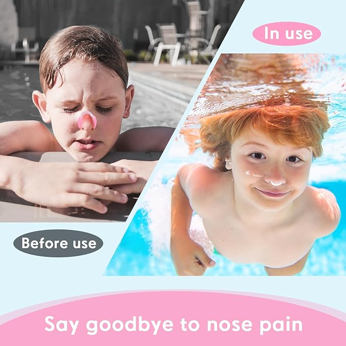 Painless Nose Plugs for Swimming,Nose Plugs for Swimming for Kids (Age 6+) and Adults, Ensure Comfort and Safety in The Water (Red, Small)-StrideForce Fitness