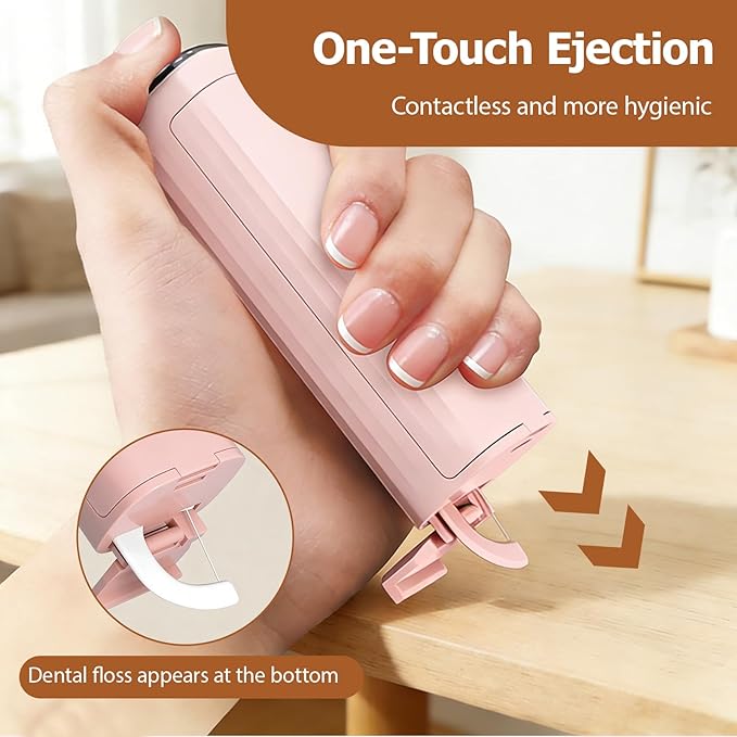 Portable Dental Floss Case,Automatic Dental Floss Pick Case,Refillable Floss Organizer with 100 Picks,Dentals Flosss Pick Cases for Cleaning Teeth and Oral Care (2PCS B)