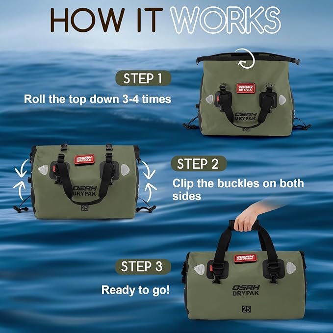 Waterproof Duffel Bag - Motorcycle Dry Bag Tail Bag with Large Storage Space, Waterproof Luggage Duffle Bags with Outer Mesh Zipper Pocket for Camping, Kayaking, Fishing & Traveling-StrideForce Fitness