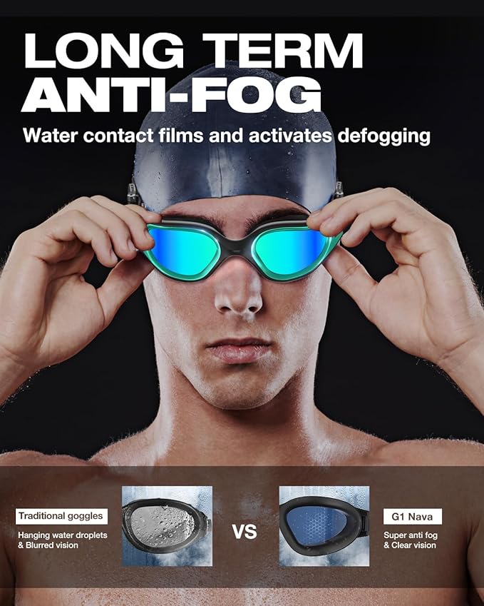 ZIONOR G1 Nava Super Anti-Fog Unisex Swim Goggles Mirror/Bright Smoke Lens-StrideForce Fitness