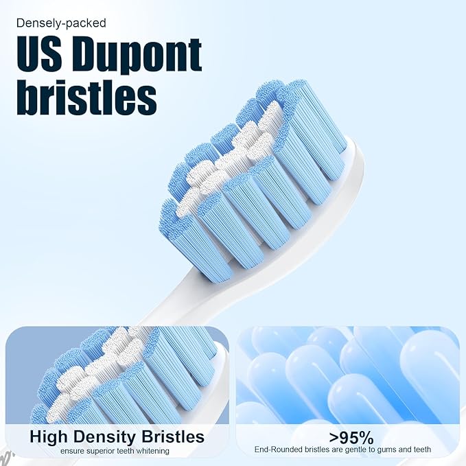 Toptheway Extra Soft Replacement Toothbrush Heads for Sensitive Teeth Compatible with Philips Sonicare Optimal Gum Care 4100 5100 and More Click-on Toothbrush Handles, 4 Pack