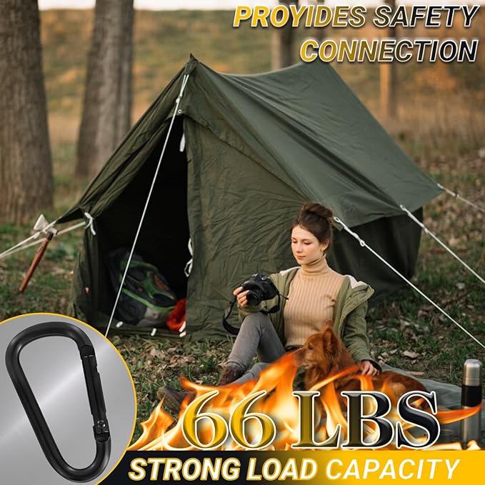 Heavy Duty Aluminum D Carabiner Clips & Key Rings, Black & Sliver Corrosion Resistant Keychain for Keys, Outdoor Sports, Hiking, Camping, Fishing & Hanging Gear-StrideForce Fitness