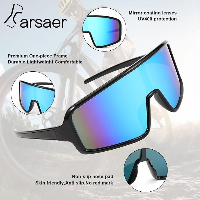 Karsaer Vision Sports Sunglasses Cycling Glasses Baseball Softball Sunglasses Unisex for Adult Youth Kids Boys Girls 8-16-StrideForce Fitness