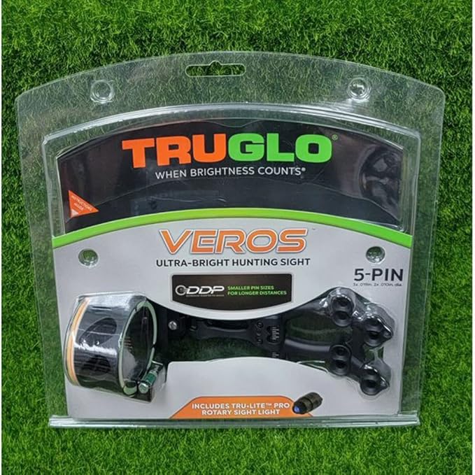 TRUGLO VEROS 5-Pin Durable Ultra-Bright Lightweight Micro-Adjustable Archery Hunting Bow Sight with Decreasing Diameter Pins Design & Large Circular Field of View - for Right & Left-Handed Shooters-StrideForce Fitness
