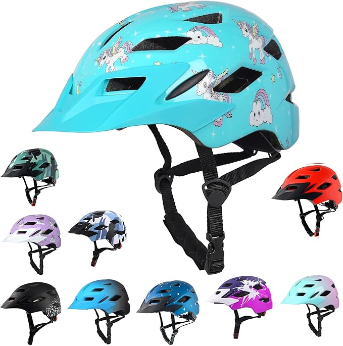 Kids Bike Helmet,Bavilk Kids Boys Girls Bike Helmets with LED Light Detachable Visor Children Youth Teen Multi-Sport for Skating Cycling Scooter Skateboard Adjustable & Lightweight 19.7"-22.4"-StrideForce Fitness