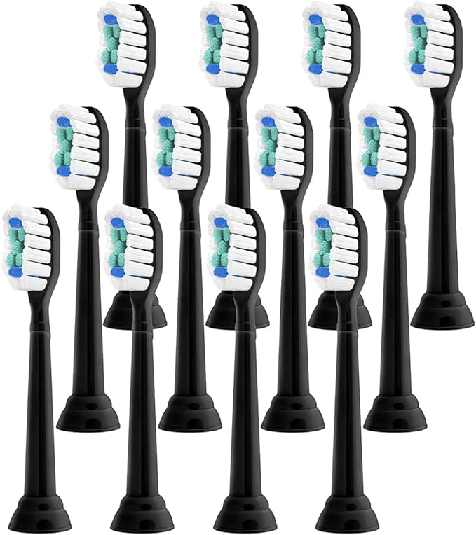 Replacement Toothbrush Heads, Compatible with Philips Sonicare Diamond Electric Brush Clean Refill for Hx6920 4100 2 Series(Black-12 Pcs)