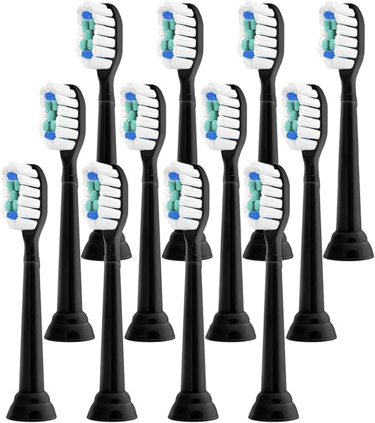 Replacement Toothbrush Heads, Compatible with Philips Sonicare Diamond Electric Brush Clean Refill for Hx6920 4100 2 Series(Black-12 Pcs)