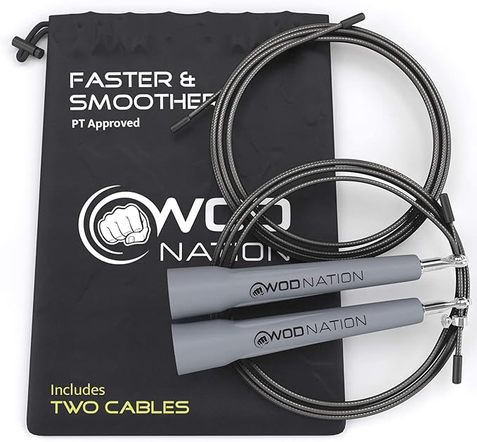 WOD Nation Adjustable Speed Jump Rope For Men, Women & Children - Blazing Fast Fitness Skipping Rope Perfect for Boxing, MMA, Endurance-StrideForce Fitness