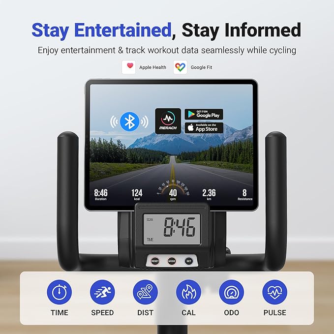 MERACH Recumbent Exercise Bike for Home with Smart Bluetooth and Exclusive App Connectivity, LCD, Heart Rate Handle, Magnetic Recumbent Bikes S08/S23-StrideForce Fitness