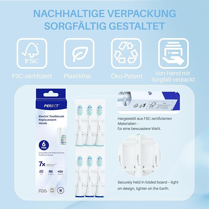 PERECT Soft Replacement Toothbrush Heads 12-Pack for Philips Sonicare Click-On Models – Fits 4100, 5100, 6100, 9023, W Optimal Plaque Control, Not Compatible with Essence/E-Series or Philips One