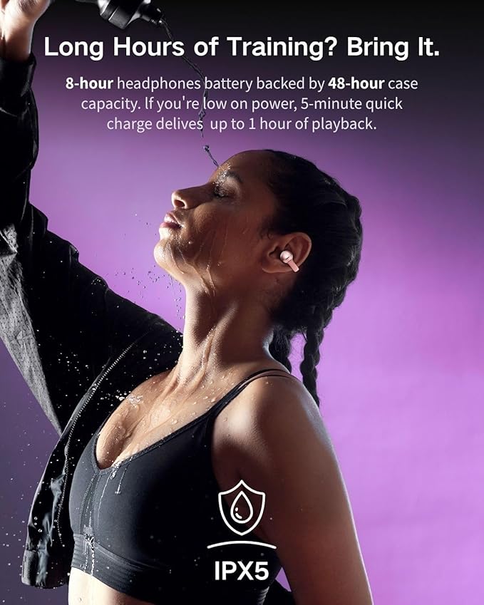 A50 Clip on Earbuds, Bluetooth 6.0 Wireless Open Ear Headphones w/5.3g Weightless Comfort,48H Playtime,3D Soundstage,Clear Call Mics,IPX5,Multipoint Connection,Fit for Workout Running Black-StrideForce Fitness