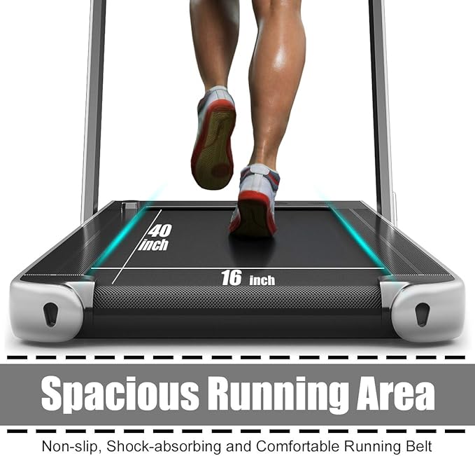 GYMAX Walking Pad, 2.25HP Foldable Treadmill with Smart App & Remote Control, Bluetooth LED Monitor, Small Spaces Compact Running Machine, Folding Portable Under Desk Treadmill for Home Office-StrideForce Fitness